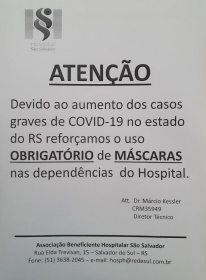 Uso de mscaras volta a ser obrigatrio no Hospital So Salvador