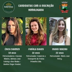 Cinco candidatas concorrem a soberanas de So Jos do Sul