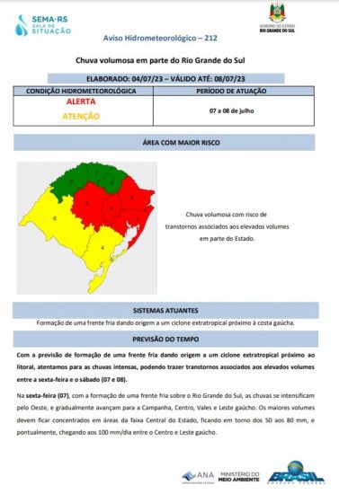 Ateno para a formao de novo ciclone extratropical no Sul 